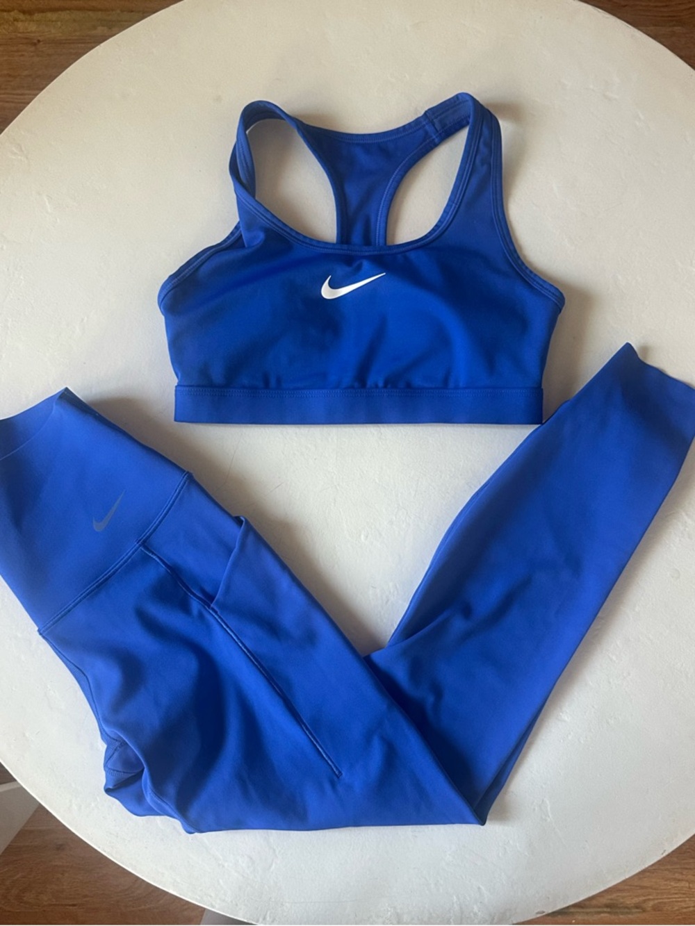 Nike Blue Racerback Sports Bra and Leggings Matching Set